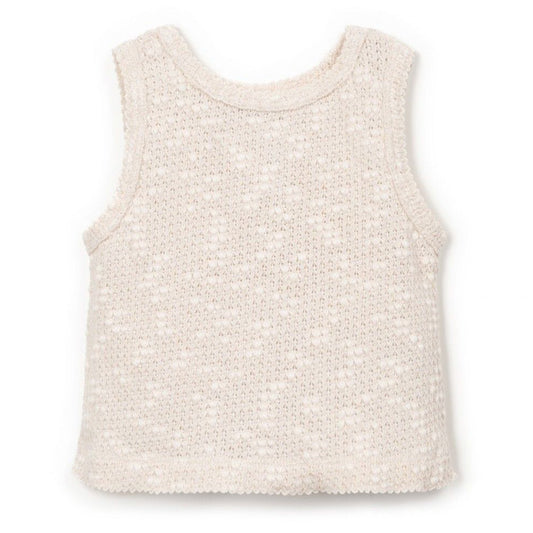 Play Up - embellished piqué top - bio resin ecru