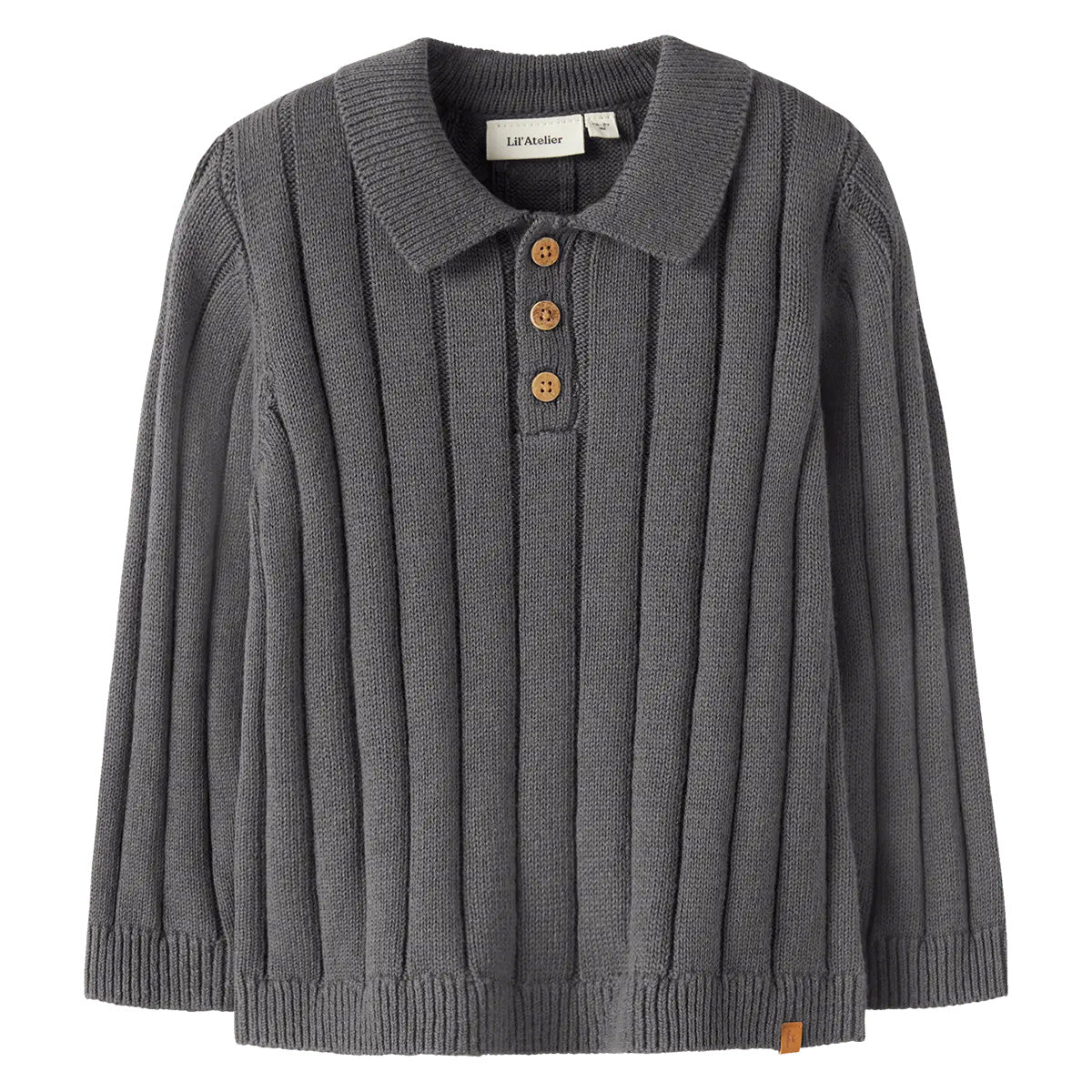 Lil'Atelier - knit polo Lomon - poppy seed grey