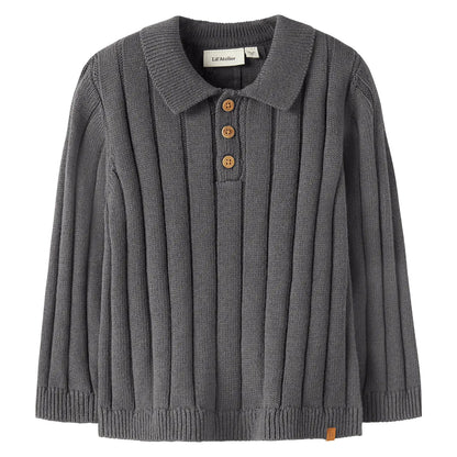 Lil'Atelier - knit polo Lomon - poppy seed grey