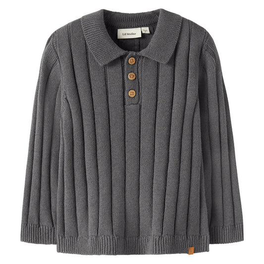 Lil'Atelier - knit polo Lomon - poppy seed grey