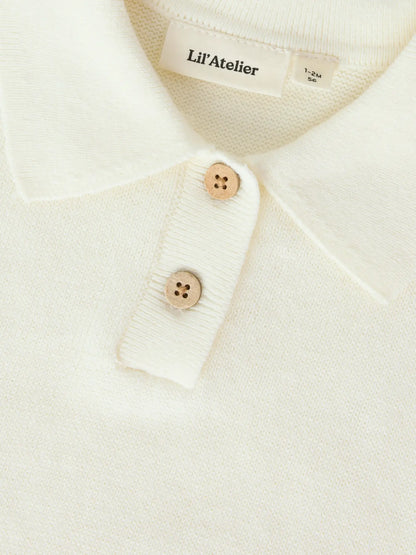 Lil'Atelier - knitted polo baby - coconut milk