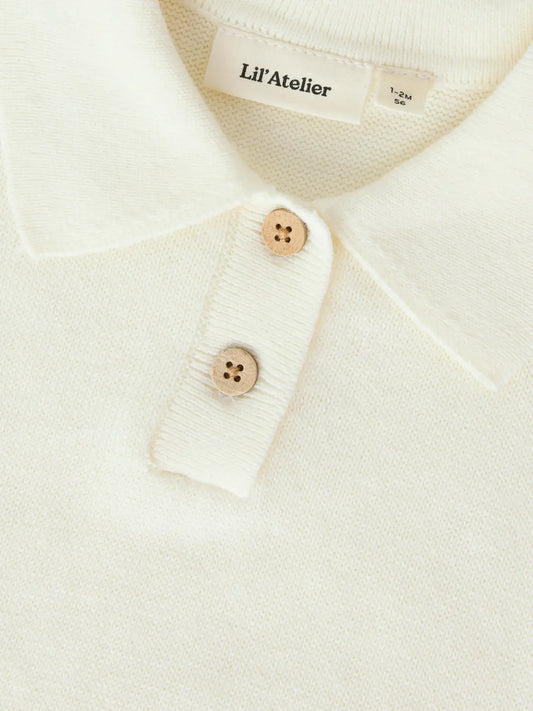 Lil'Atelier - knitted polo baby - coconut milk