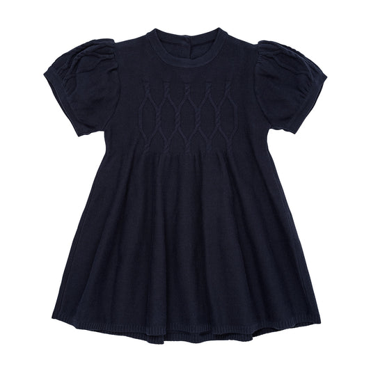 Knitted cable dress ~ navy