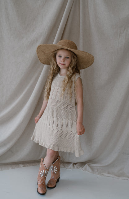Navy Natural - knitted dress Anna - beige