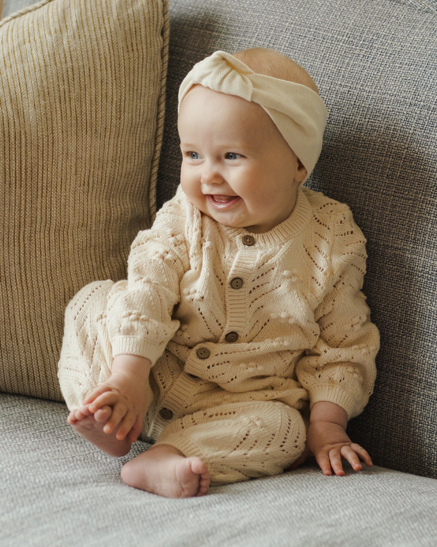 Knitted bobble jumpsuit - natural