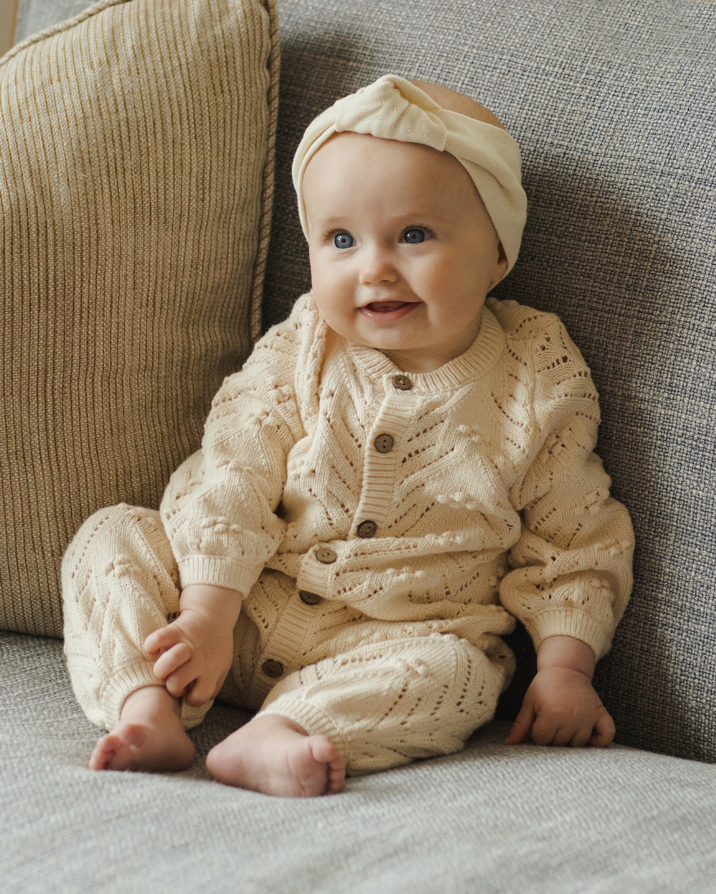 Knitted bobble jumpsuit - natural