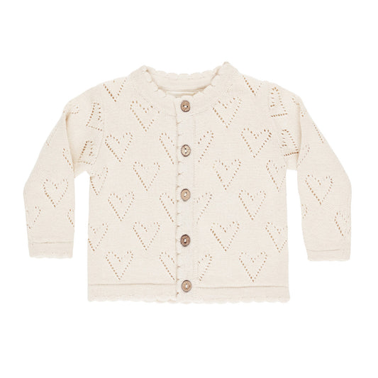 Knit heart cardigan - ivory