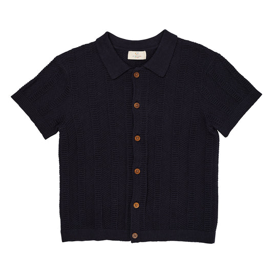 Knitted pattern shirt - navy