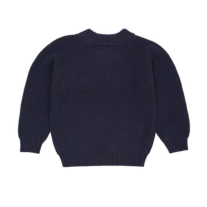 Knitted classic rib jumper - navy