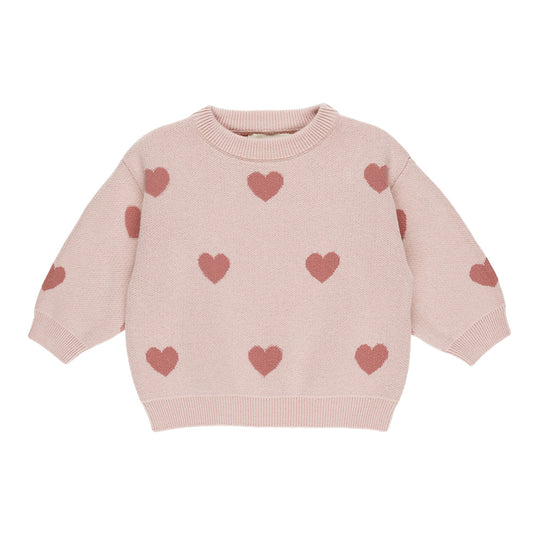 Heart knit sweater - bubblegum pink