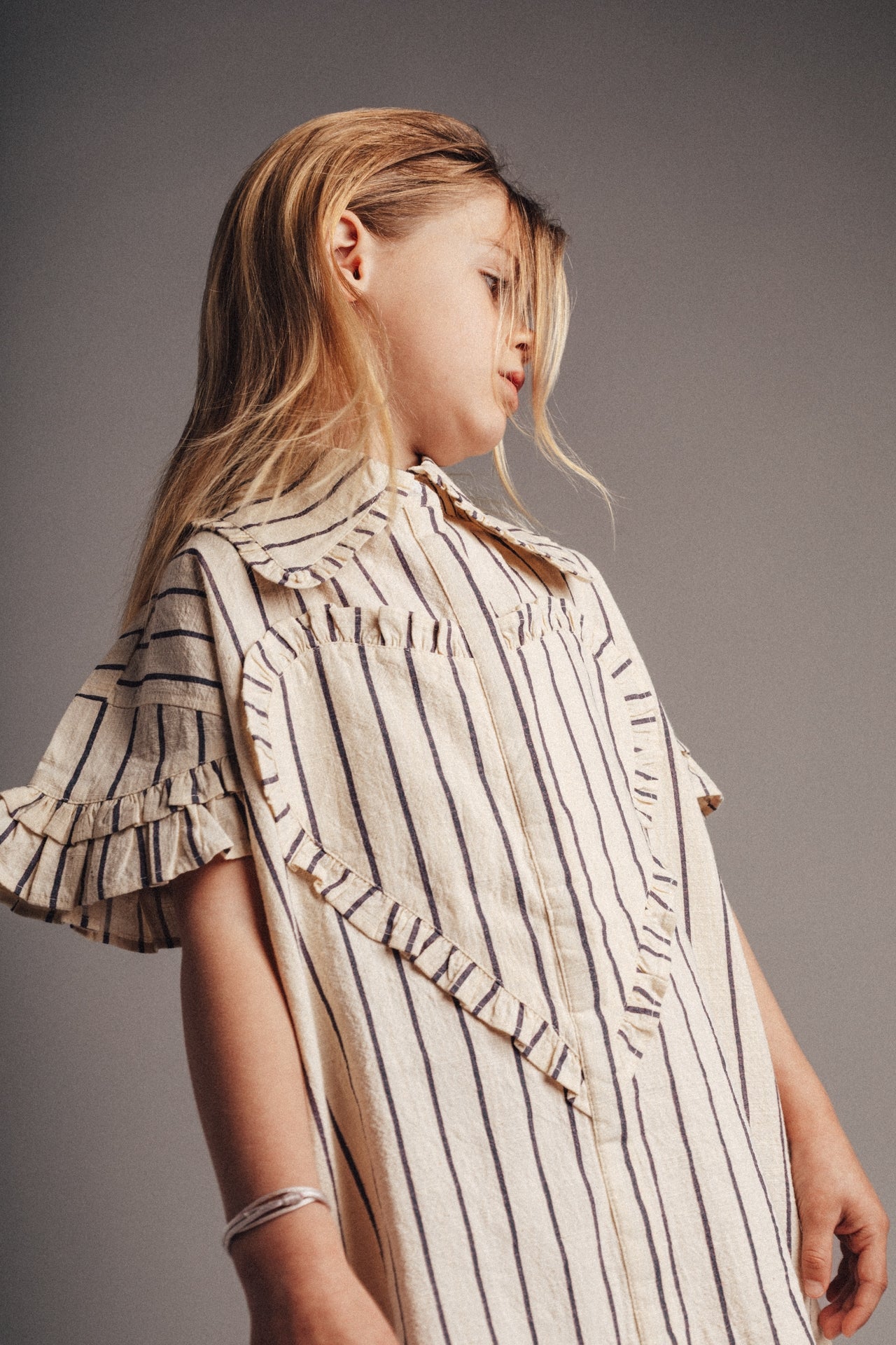 Labo - dress Larah - lavender grey stripe