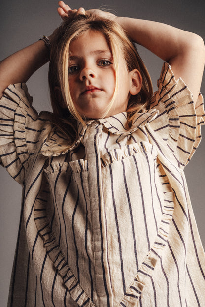 Labo - dress Larah - lavender grey stripe