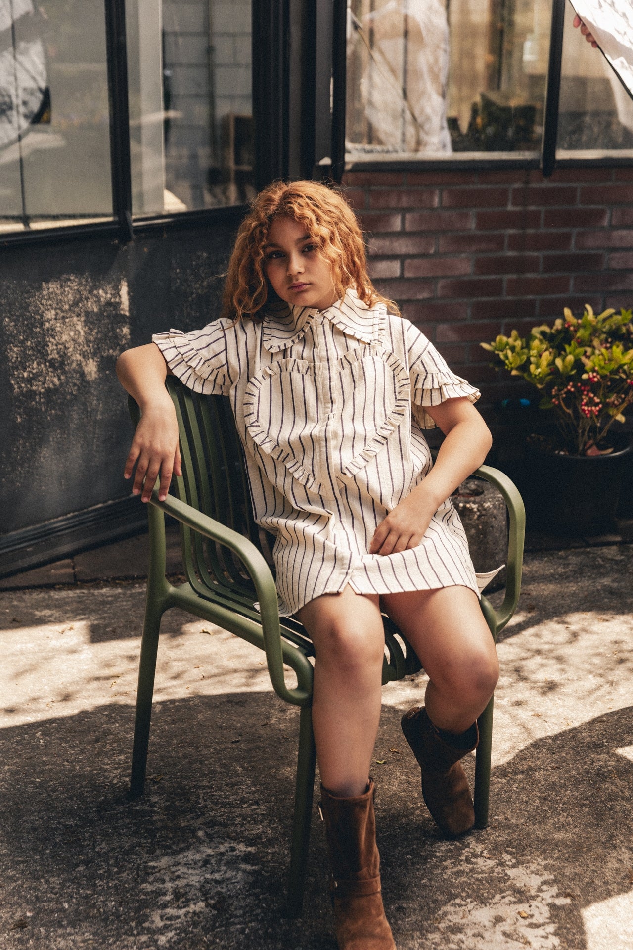 Labo - dress Larah - lavender grey stripe