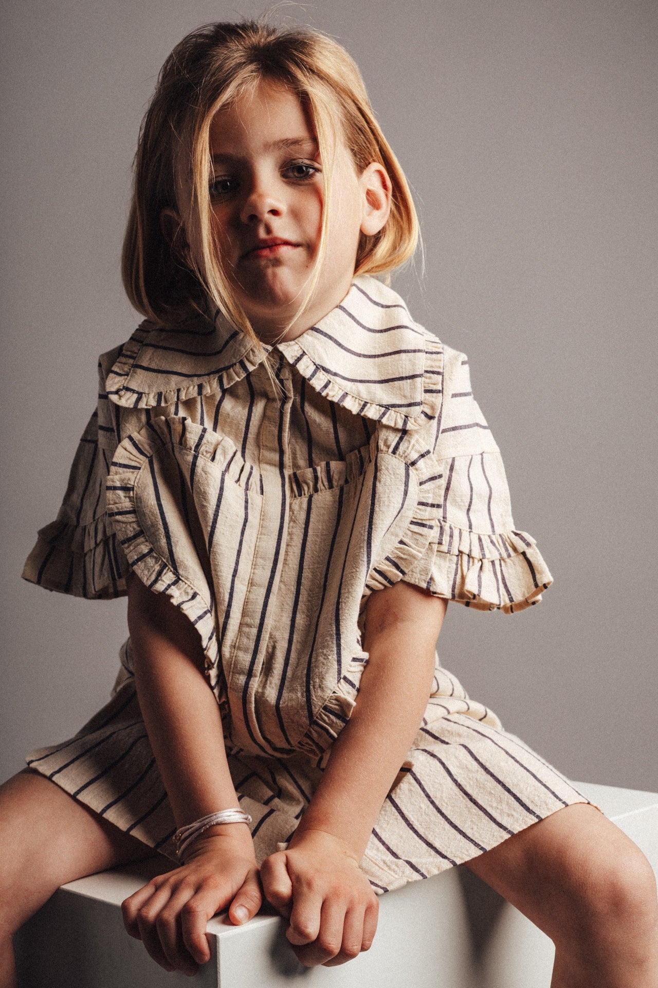 Labo - dress Larah - lavender grey stripe