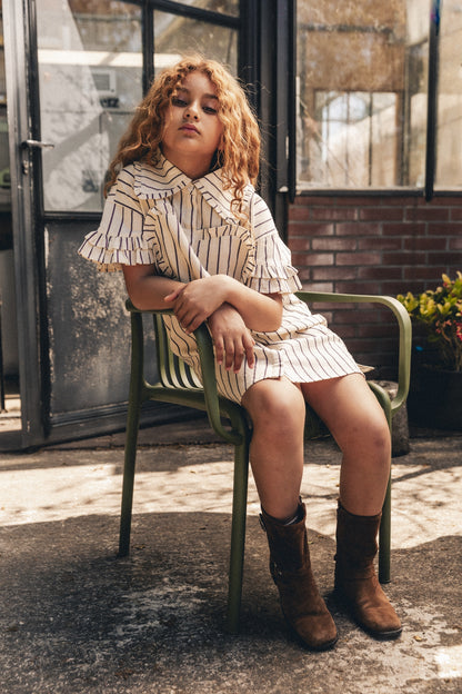 Labo - dress Larah - lavender grey stripe