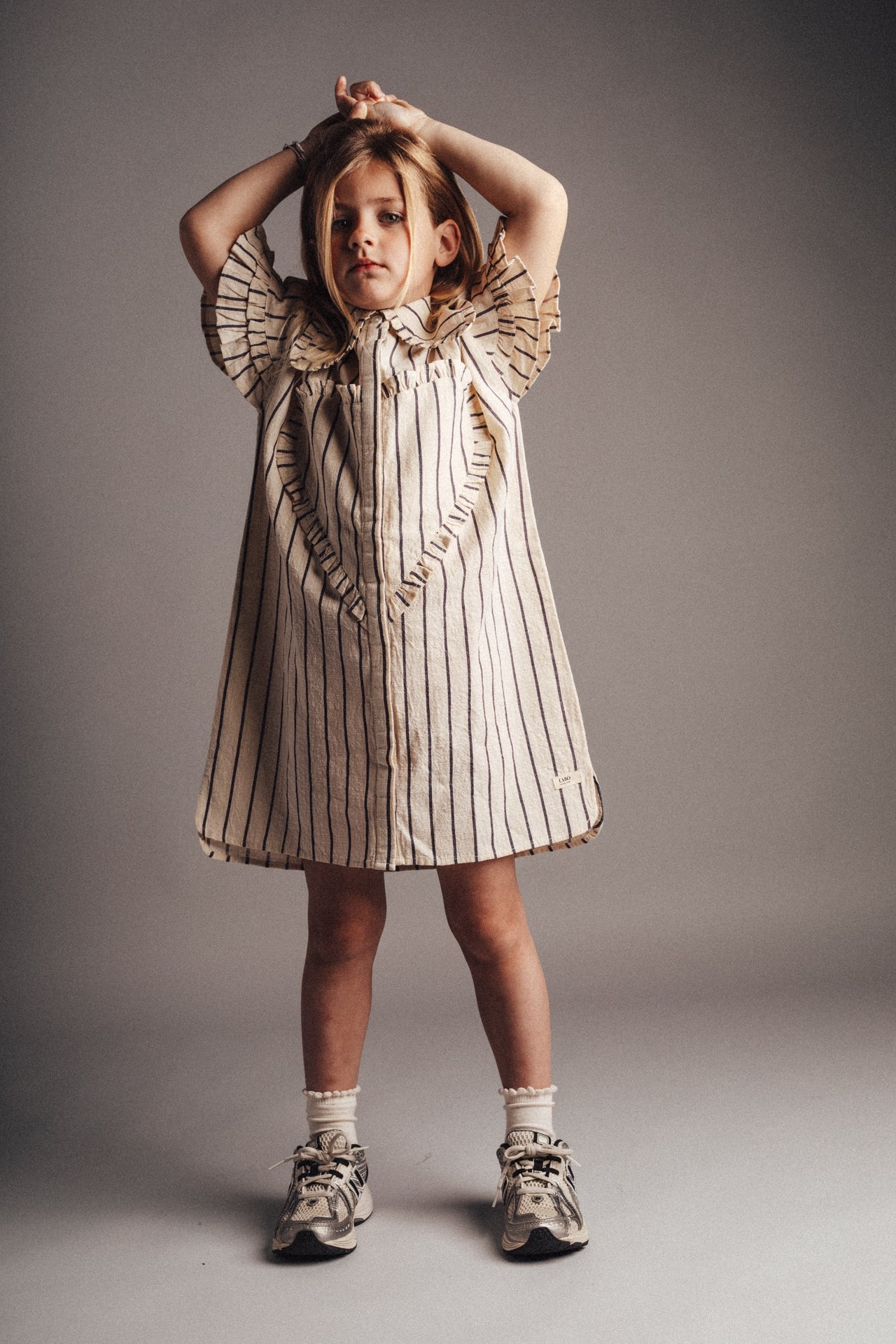 Labo - dress Larah - lavender grey stripe