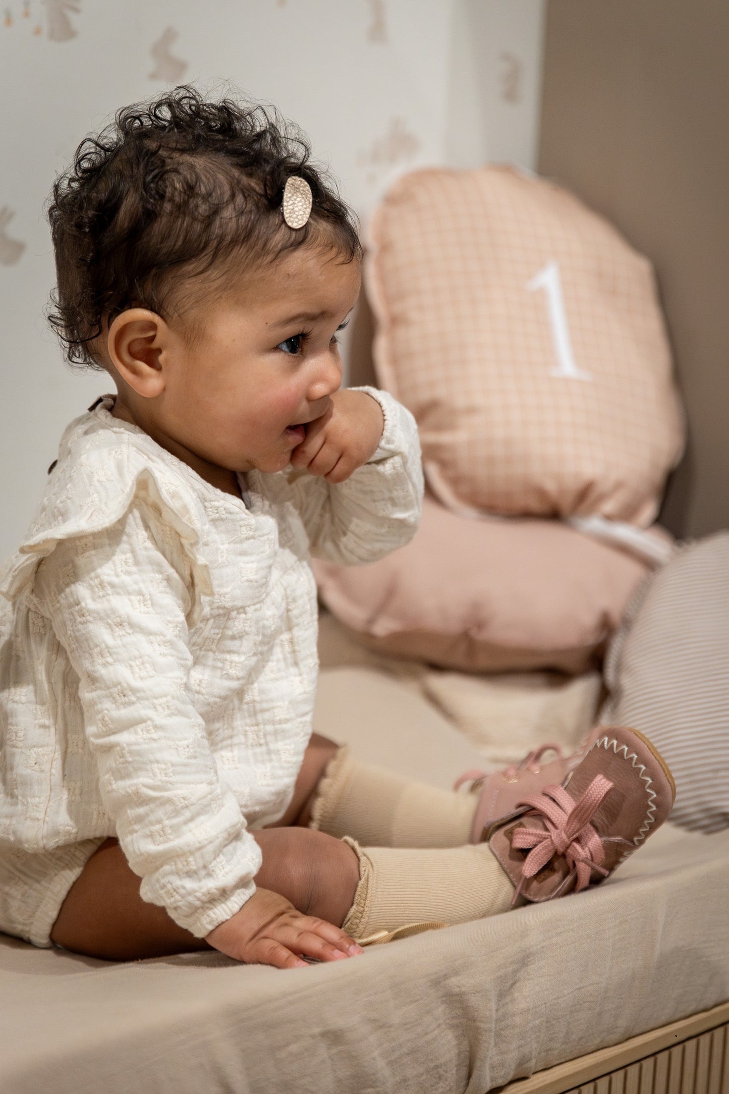 Riffle Amsterdam - romper Layla woven white embroidery - crème