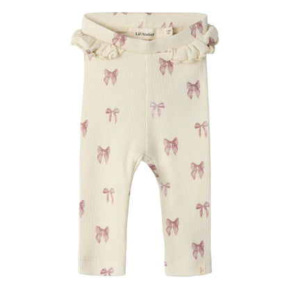 Lil'Atelier - slim fit legging bow - turtledove/pink