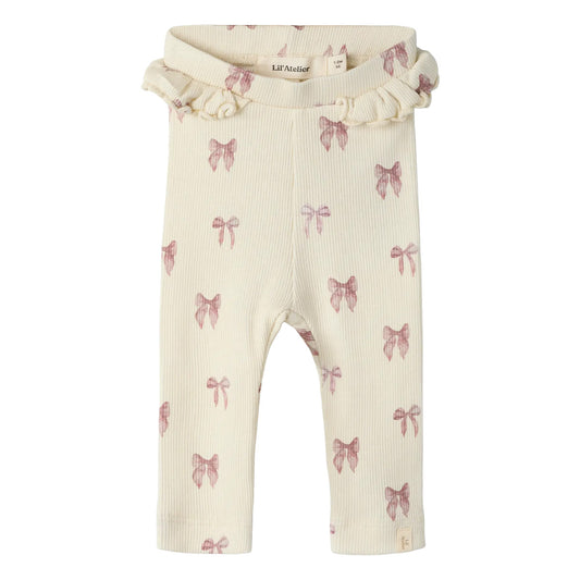 Lil'Atelier - slim fit legging bow - turtledove/pink