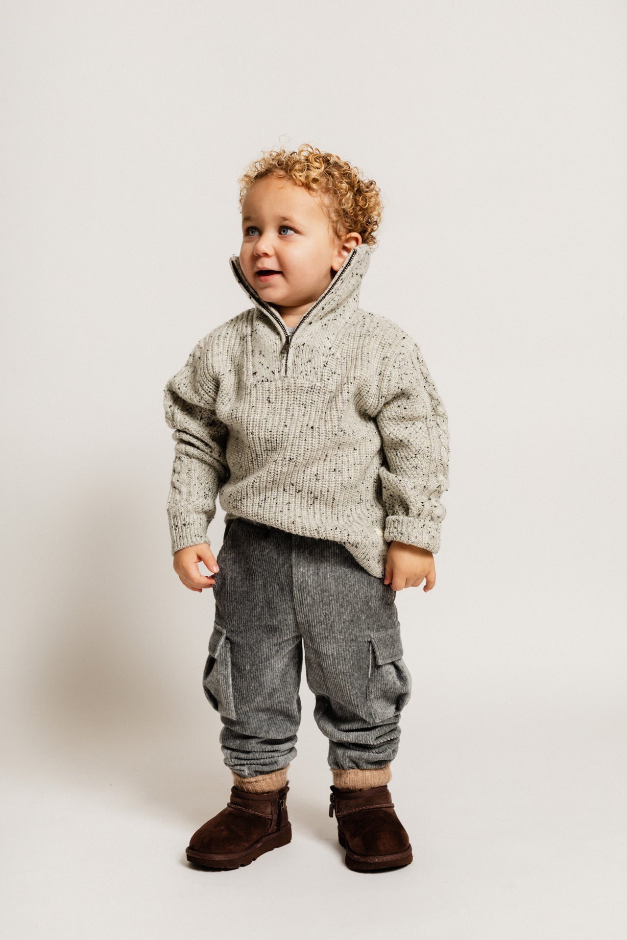 Baje Studio - knitted sweater Lenn - grey steel multicolor
