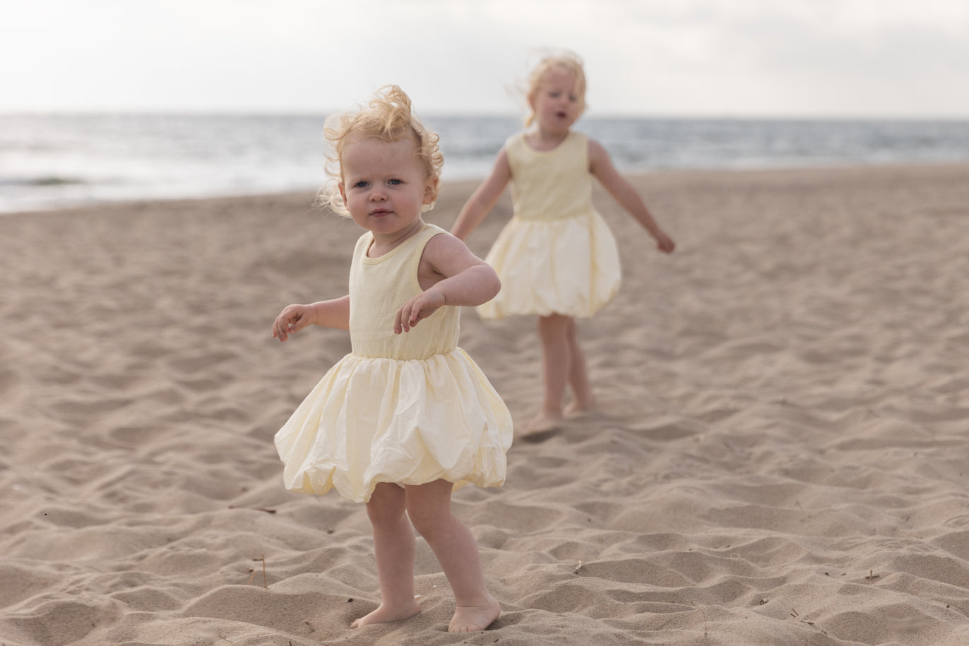 Korean Brands - balloon dress - butter yellow