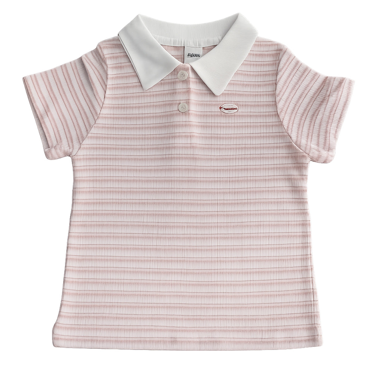 Korean Brands - stripe polo - soft pink