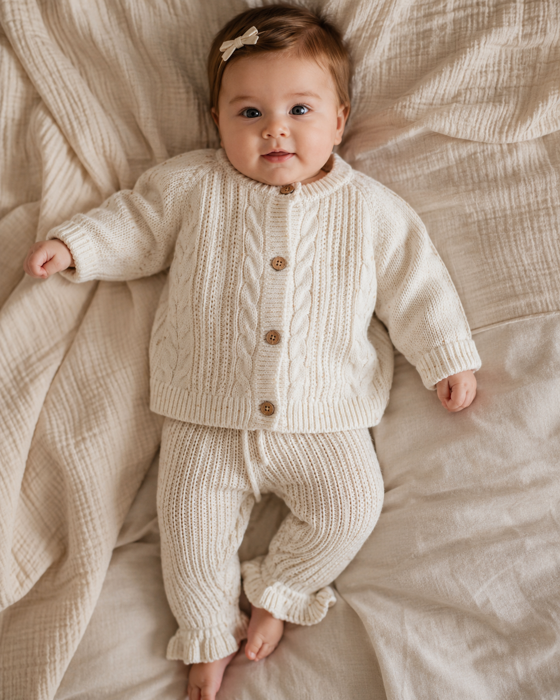 Lil'Atelier - cable knit pants Galto - turtledove