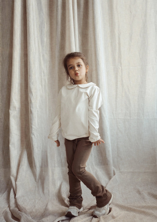 Two You Label - flared legging Lilly embroidery flower - brown