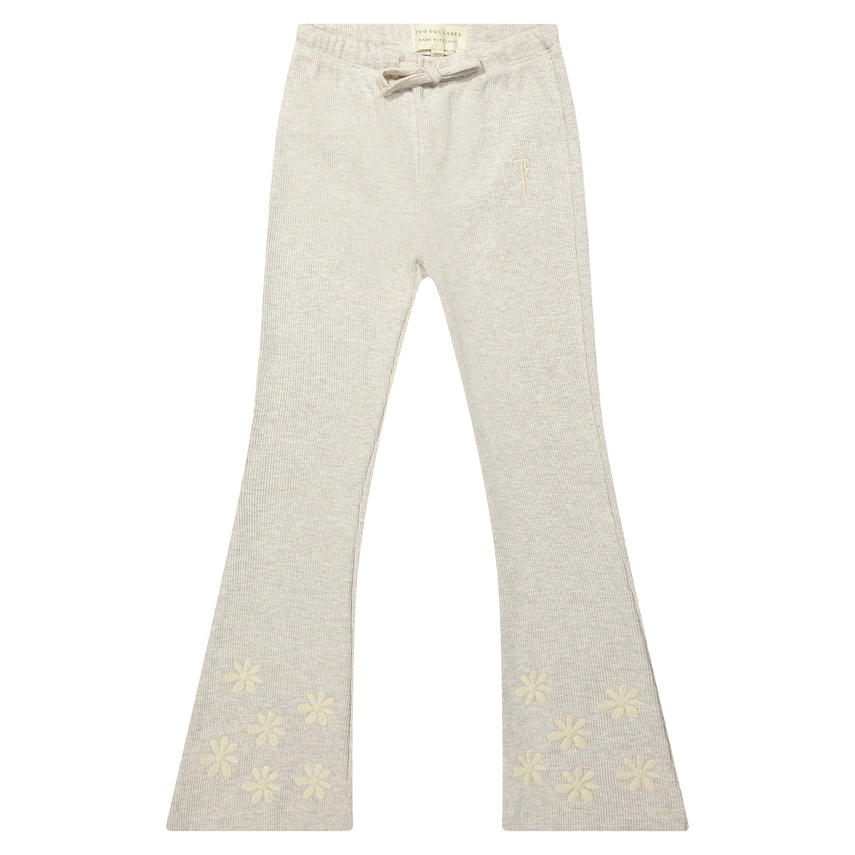 Two You Label - flared legging Lilly embroidery flower - oat