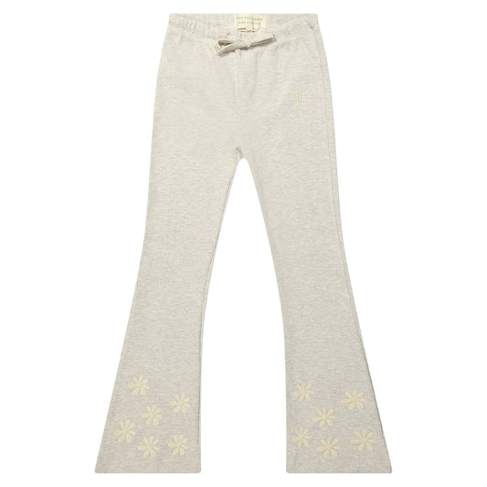 Two You Label - flared legging Lilly embroidery flower - oat