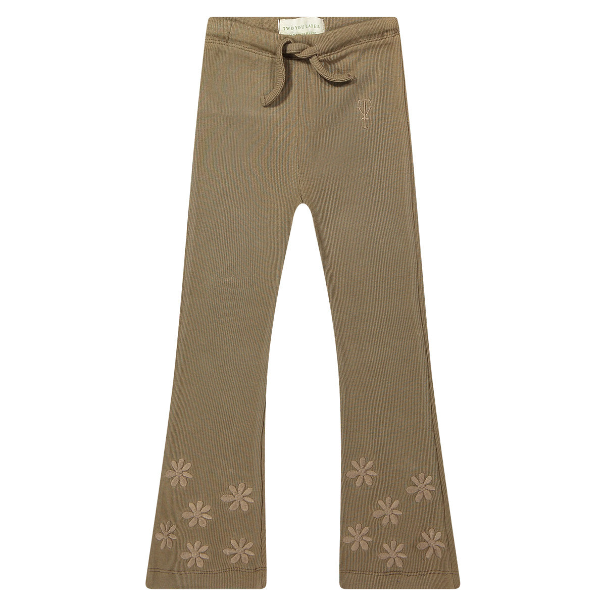 Two You Label - flared legging Lilly embroidery flower - brown