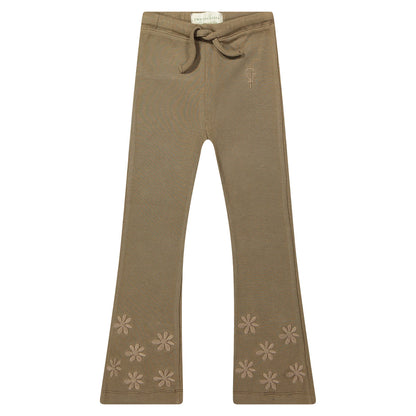 Two You Label - flared legging Lilly embroidery flower - brown