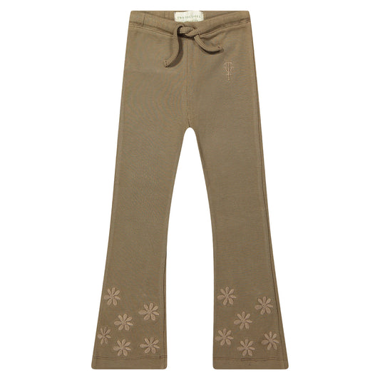 Two You Label - flared legging Lilly embroidery flower - brown