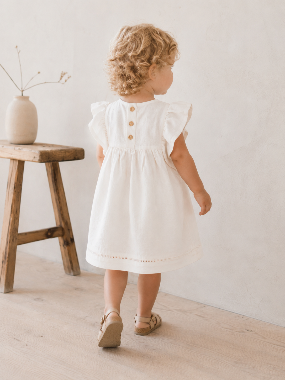 Play Up - linen dress - bio resin offwhite