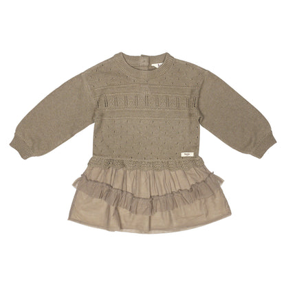 Knitted tule dress London ~ taupe