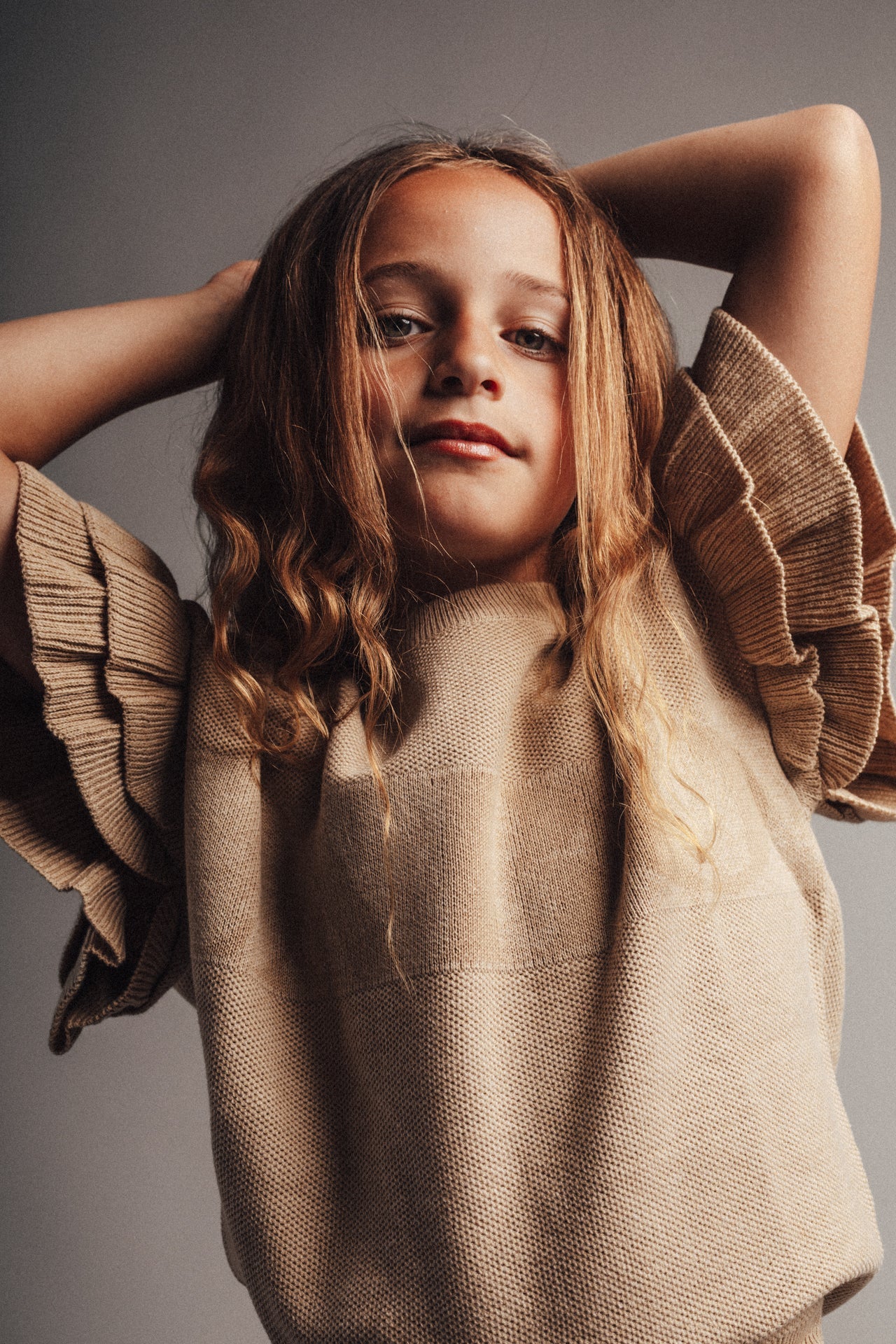 Labo - knitted top Louise - taupe melange