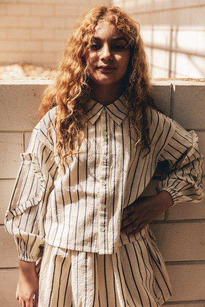 Labo - blouse Lovee - lavender grey stripe