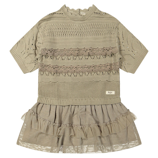 Knitted tule dress Maia - taupe clay