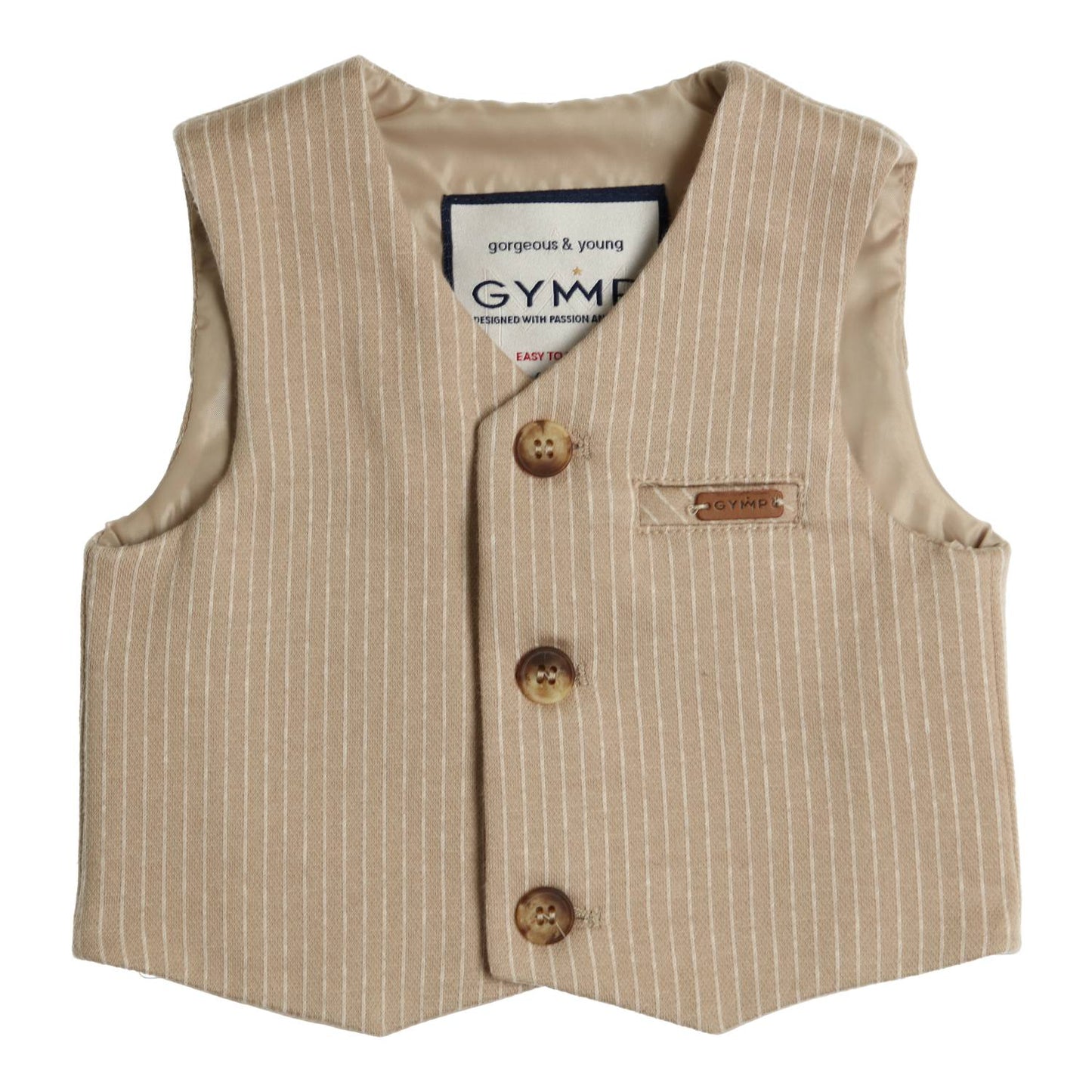 GYMP - gilet Manu - beige/ecru stripe