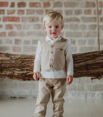 GYMP - pants Manu - beige/ecru stripe