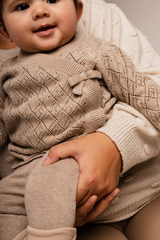 Baje Studio - wrap knit cardigan Maracon - sand desert