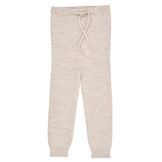 Merino classic rib legging - pale cream melange