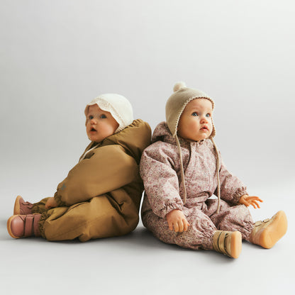 Wheat - merino wool bonnet Amya - offwhite melange