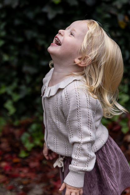 Merino pattern cardigan - pale cream melange