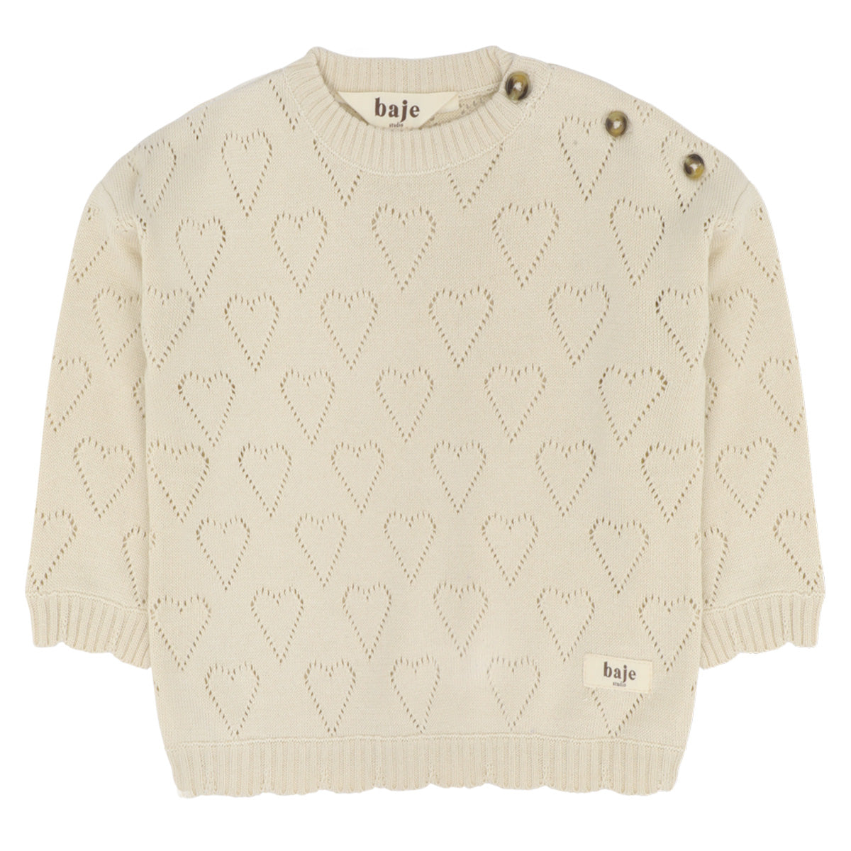 Baje Studio - ajour heart sweater Mexie - crėme oat