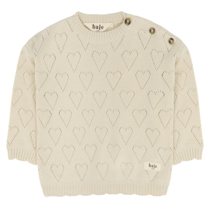 Baje Studio - ajour heart sweater Mexie - crėme oat