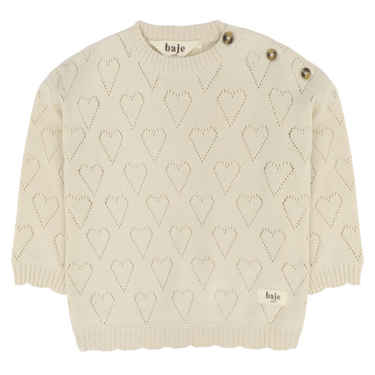 Baje Studio - ajour heart sweater Mexie - crėme oat
