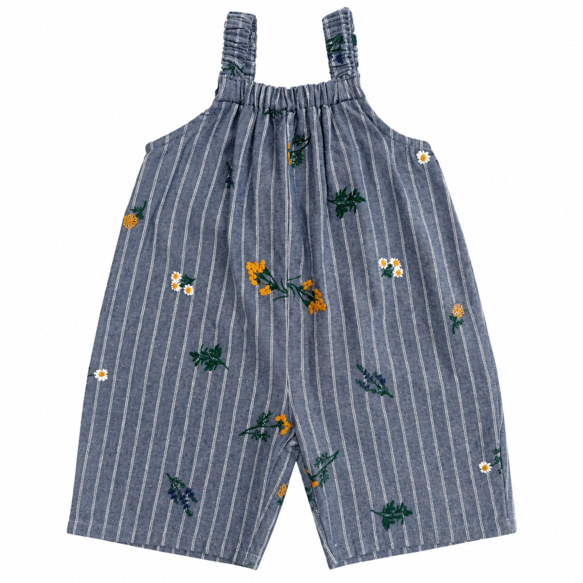 Korean brands - overall Provence - blue stripe embroidery flower