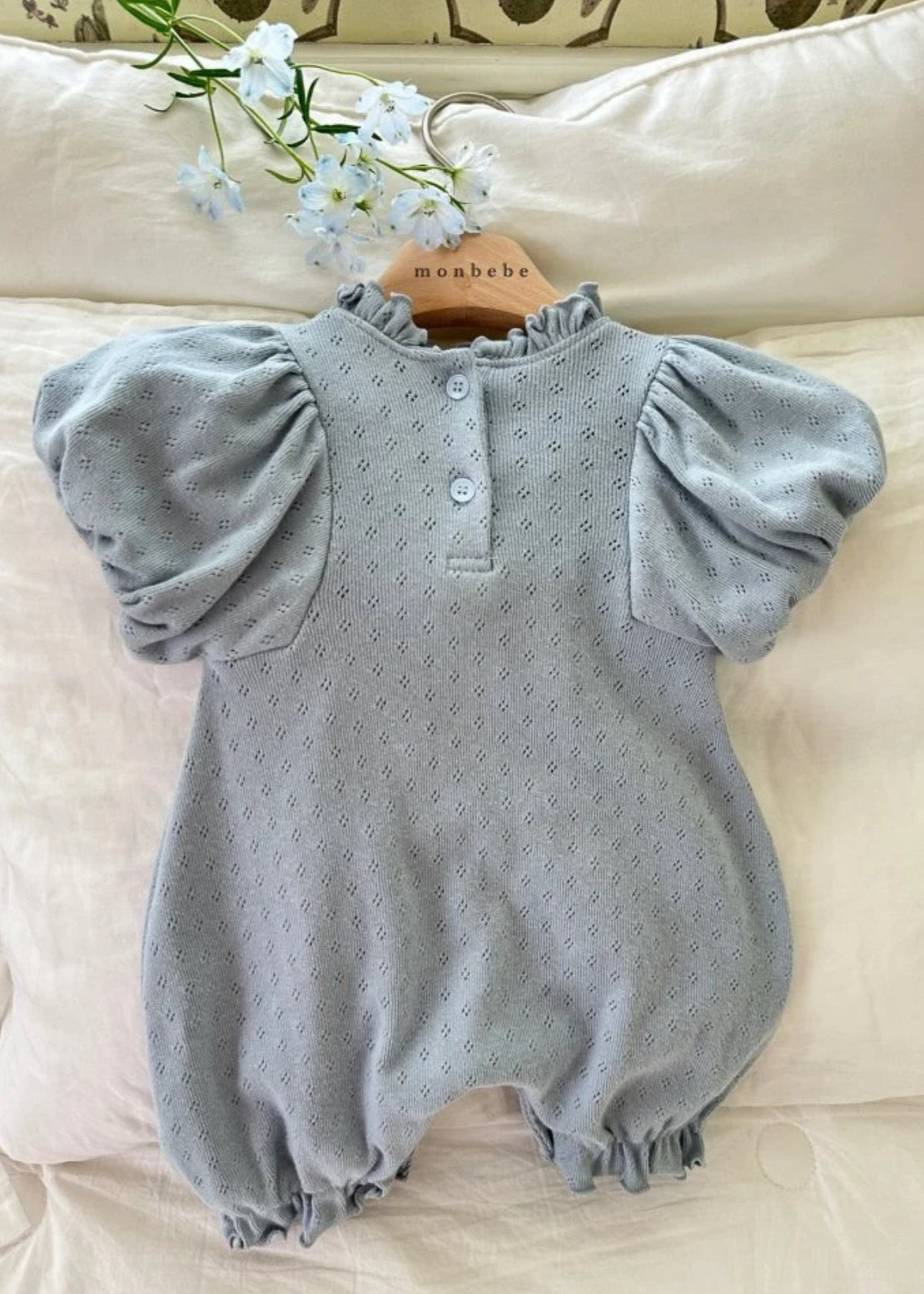 Monbebe - Bli Eyelet suit - dusty blue