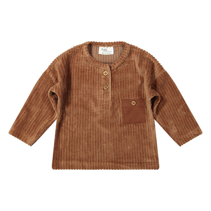 Corduroy T-shirt Moon - brown